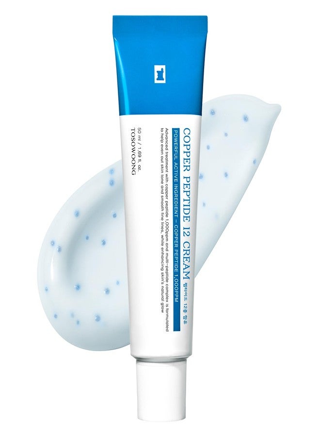 TOSOWOONG Copper Peptide 12 Cream, 99% Purity of Copper Tripeptide-1, GHK-Cu, 12 Multi-Peptide Powerful Anti Aging Formula for Fine Lines, Firming, Skin Elasticity, Korean Skincare, 50ml / 1.69 fl.oz. - Image 1